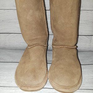 Bearpaw Emma Tall Boots, Snow Winter Girls Youth Size 2 Suede Fur Lined